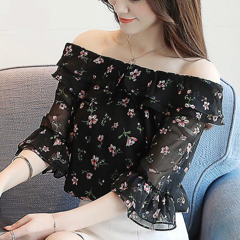 Women Blouse And Tops 2022 Off Shoulder Top Chiffon Ladies Fashion Clothing Ruffles Floral Slash Neck Women' Blouses & Shirts, Black
Women Blouse And Tops 2022 Off Shoulder Top Chiffon Ladies Fashion Clothing Ruffles Floral Slash Neck Women' Blouses & Shirts, Black