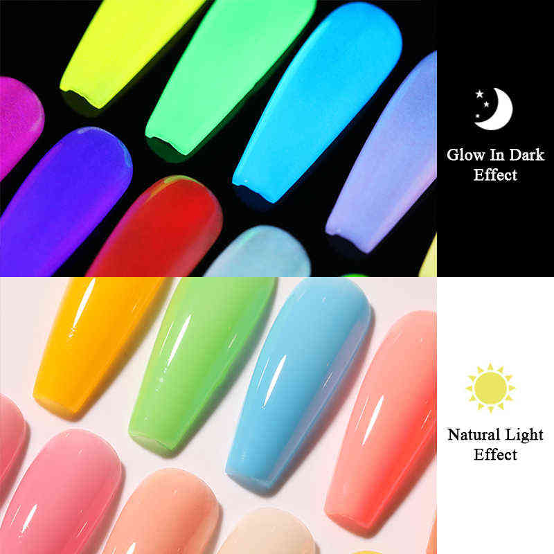 Nail Gel Toy 7 5ml Luminous Polish Glow in Dark Fluorescent Neon Soak Off Varnish All for Manicure Art Design 0328