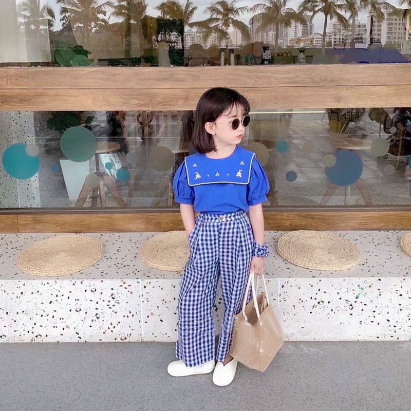 Girls Clothing Set Summer Fashion Short Sleeve Shirt & Wide Leg Pants Toddler Girl Outfits Kids Clothes 2pcs 2-7Y 220507