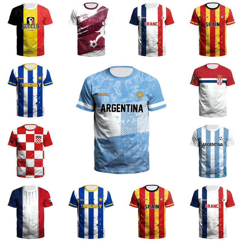 

2022 Qatar World Cup tshirts soccer fans jerseys German Spain Portugal Brazil America Argentina Mexico FRANCE country teams men women t-shirt jerseys gifts, B129-9349