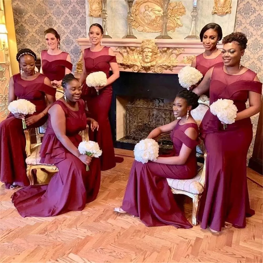 2022 Burgundy Bridesmaid Dresses Mermaid Jewel Neck One Shoulder Strap Floor Length Plus Size Maid of Honor Gown Country Beach Wedding Evening vestidos
2022 Burgundy Bridesmaid Dresses Mermaid Jewel Neck One Shoulder Strap Floor Length Plus Size Maid of Honor Gown Country Beach Wedding Evening vestidos