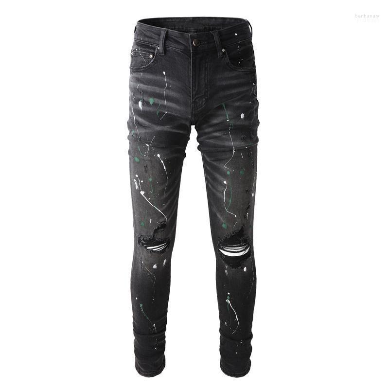 Men's Jeans Street Fashion Men Black Elastic Slim Fit Destroyed Hole Ripped Brand Designer Hip Hop Painted Denim Punk Pants Bert22, Retro black gray
Men's Jeans Street Fashion Men Black Elastic Slim Fit Destroyed Hole Ripped Brand Designer Hip Hop Painted Denim Punk Pants Bert22, Retro black gray
