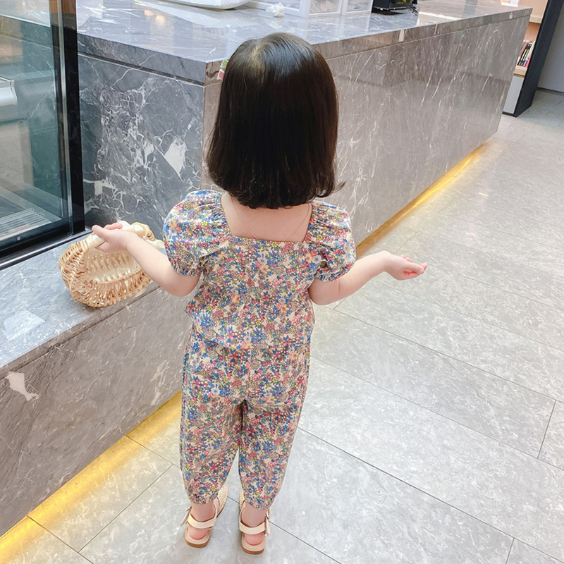 2pcs/set Children Clothes Floral Tshirt + Pants For Girls Casual Style Big Girls Clothes Summer Kids Tracksuit 220425