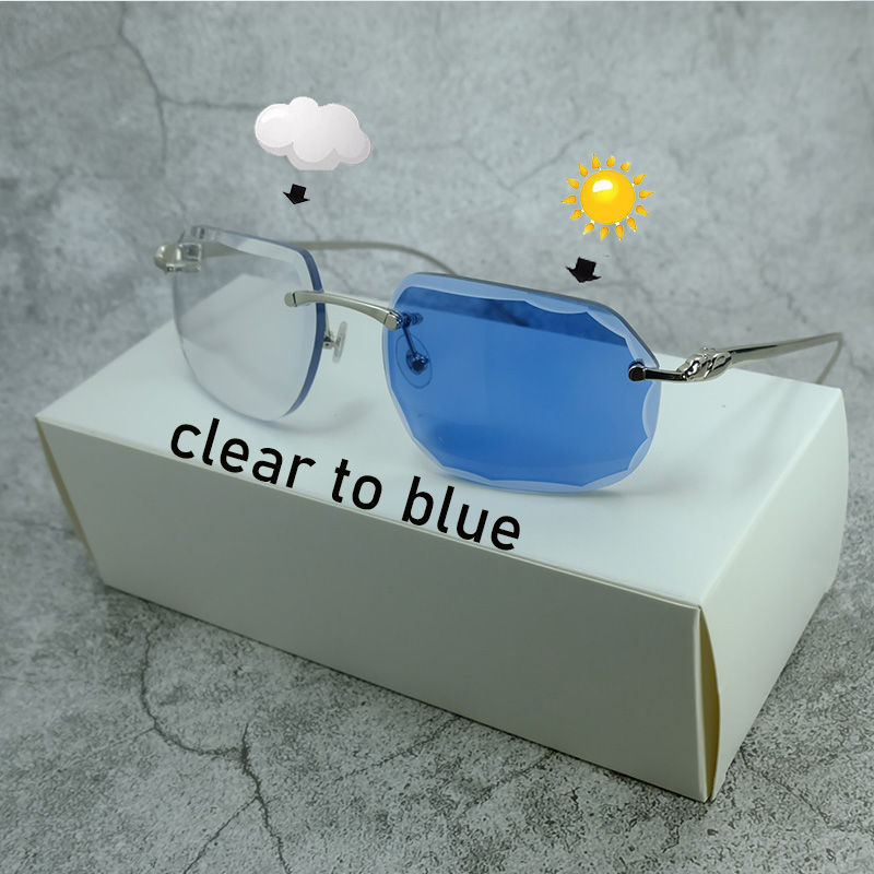 Color Change Sunglasse Carter Stylish Photochromic 4 Season Sun Glasses Two Colors Lenses Shades Eyewear Diamond Cut Sunglass 2 Color Glasses