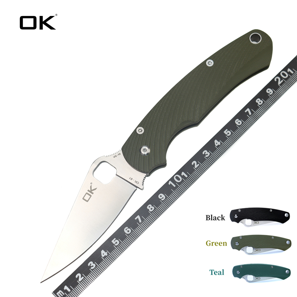

OK-81 VG-10 Blade ball bearing G10 Handle Quick Open Folding Knife Outdoor Camping Hunting Pocket Tactical Self-Defense Collection EDC Tool C28 C85 C36 C41 C07 C10 Knife