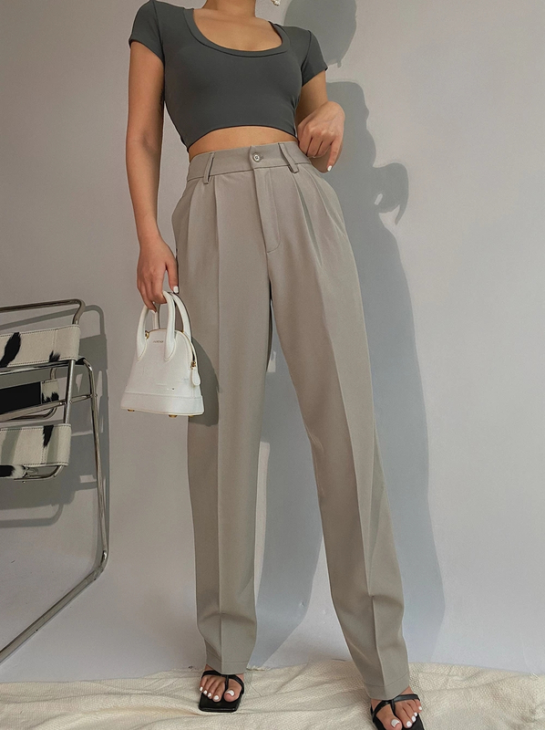 Spring Office Lady High Quality Elegant Casual Fashion Wide Leg Women Female Pants s 220325