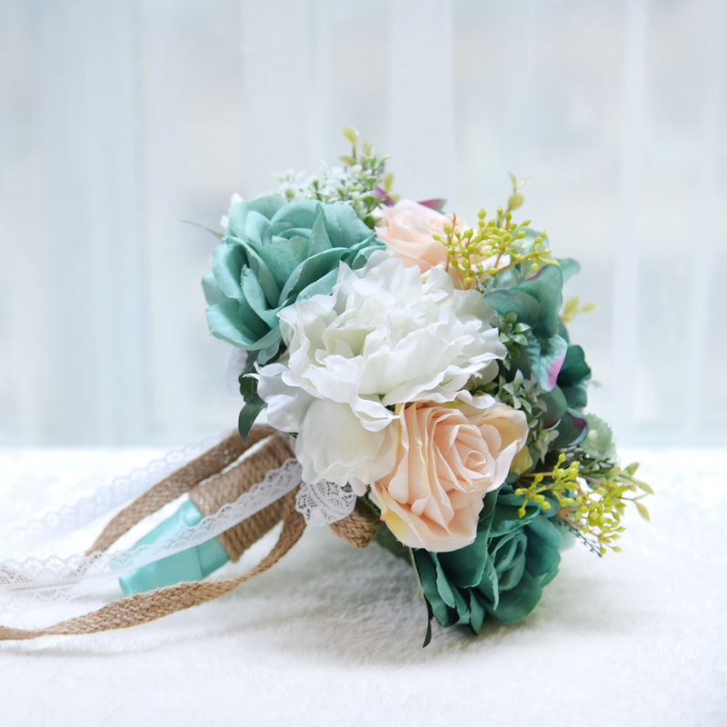 Natural Bouquet ramos de novia Wedding Flowers peony silk Eco Flowers Bridesmaid Bouquets Ivory Wedding Bouquet