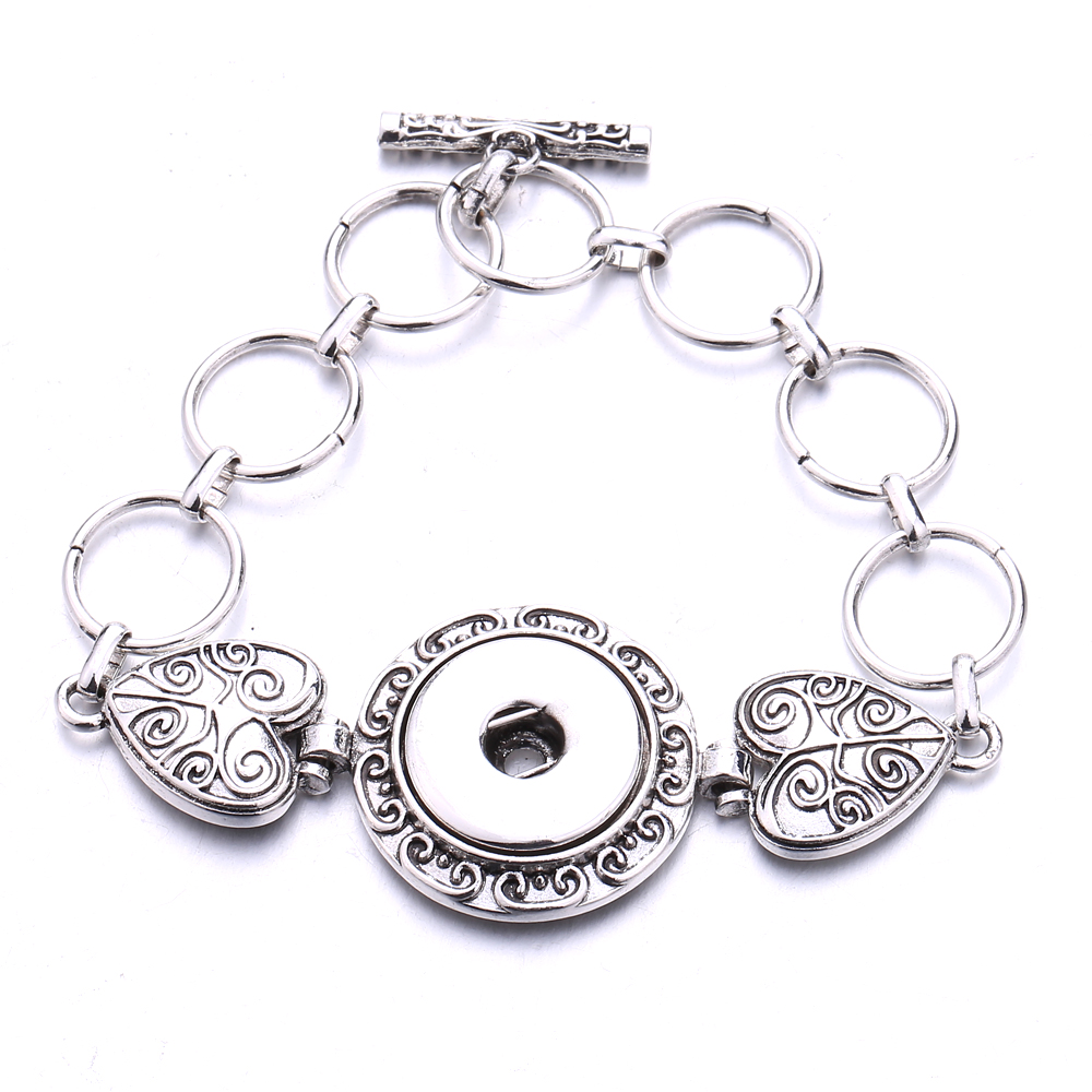 18mm snap button heart charm Bracelet silver gold link chain snaps buttons Bracelets Jewelry for women men