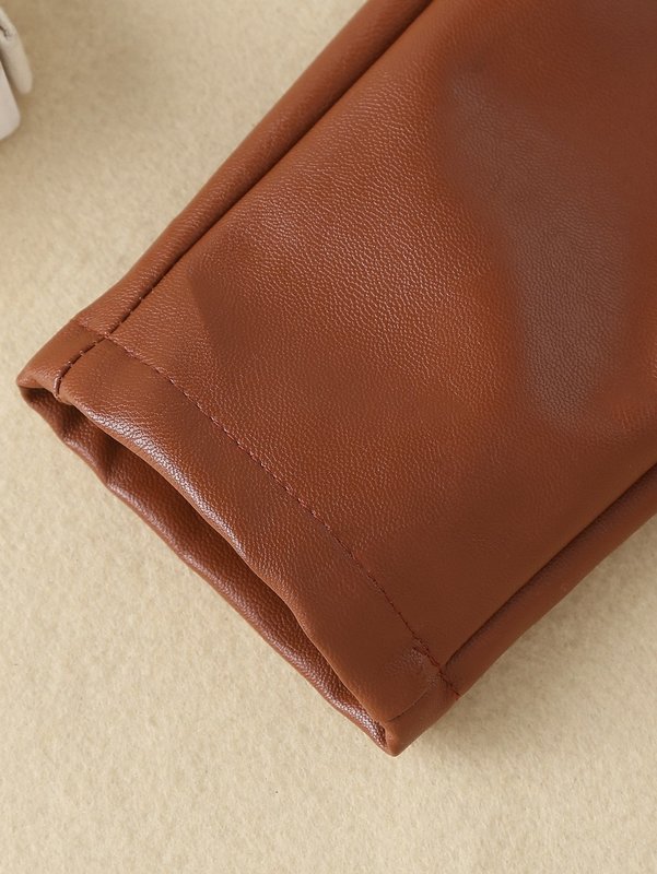 Toddler Girls Ribbed Knit Puff Sleeve Top & Paperbag Belted Pants SHE