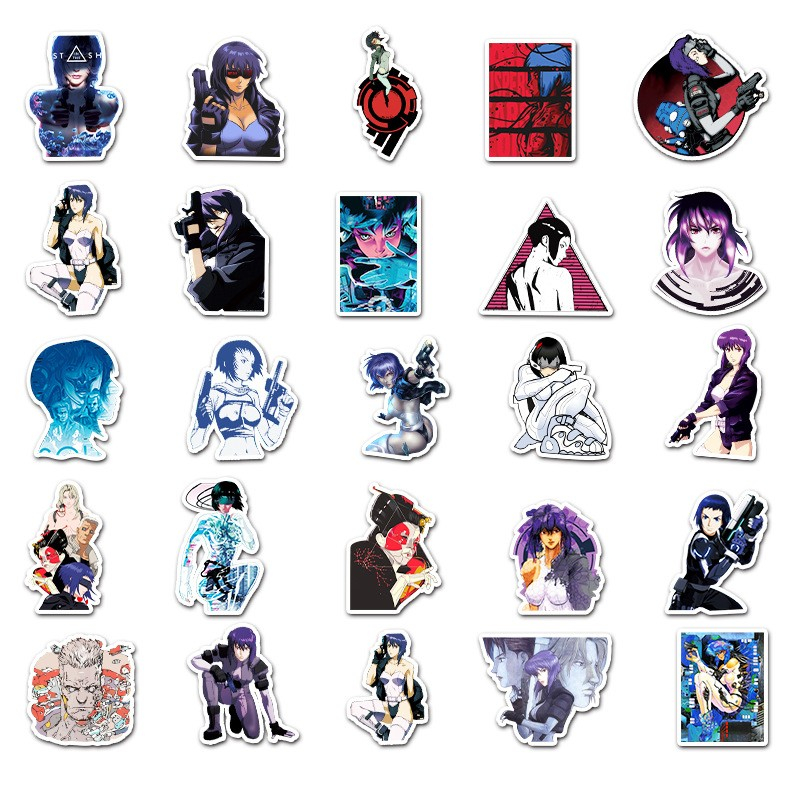 51Pcs/Lot Cartoon Anime Ghost In The Shell Stickers Comic Kusanagi Motoko Graffiti Stickers for DIY Luggage Laptop Skateboard Motorcycle Bicycle Stick