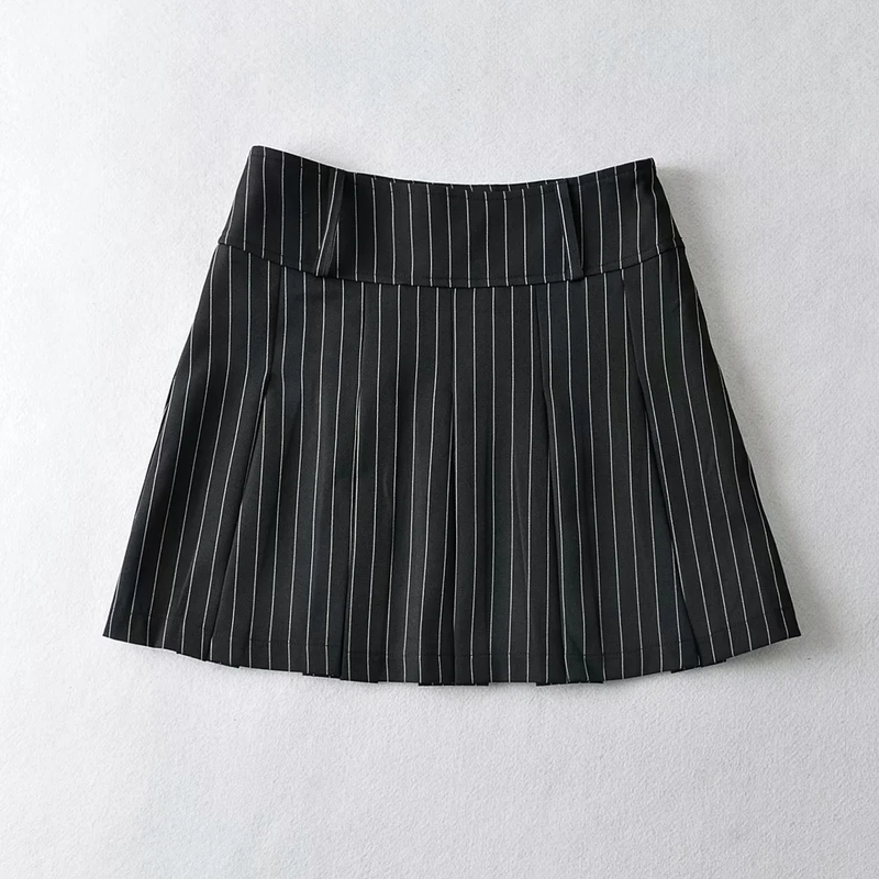Summer Womens Striped Pleated Skirts High Waisted Casual Mini Faldas Korean Fashion Punk Kawaii Sexy Y2K 220317