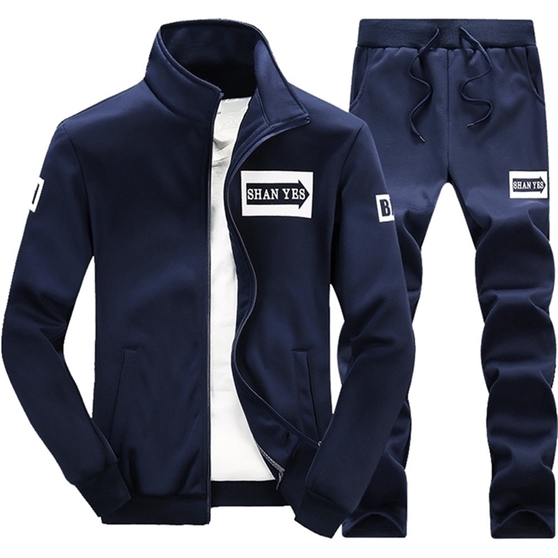 Men Autumn Winter Tracksuit Coat Men Sport Top Pants Zipper Sportswear Set Running Sports Suit Run Jackets Pants Plus Size s24 201210