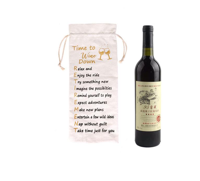 14x5.5inch Christmas Decorations Sublimation Blank Wine Bottle Bags with Drawstrings Reusable gift bag Bulk for Halloween Christmas DIY Wedding Party 