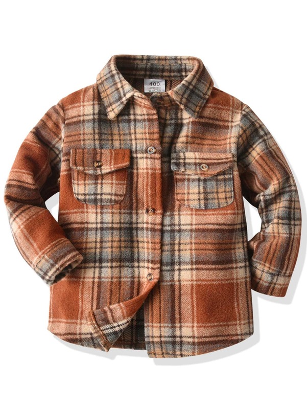 Toddler Boys Plaid Button Through Overcoat SHE