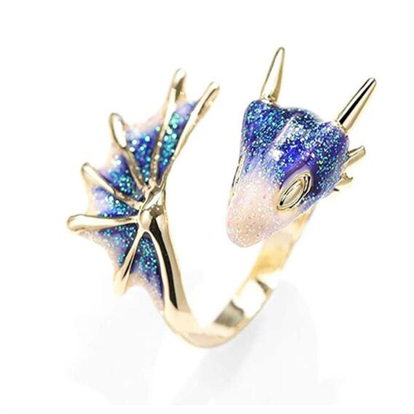 Band Rings Original Design Starry Sky Small Blue Dragon Opening Ring Colorful Fresh And Unique Craftsmanship Charm Women's Silver Jewelry GC1298