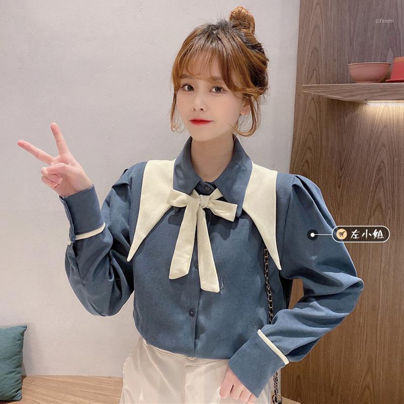 Korean Bow Turn-down Collar Loose Blouses Women Clothing Sweet Style Ladies Tops 2022 Fashion Brand Shirts Female Ins Women's &, Blue
Korean Bow Turn-down Collar Loose Blouses Women Clothing Sweet Style Ladies Tops 2022 Fashion Brand Shirts Female Ins Women's &, Blue