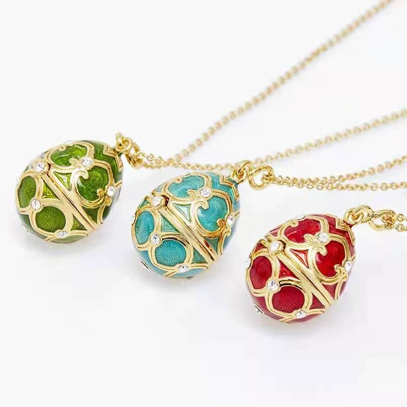 Pendant Necklaces Selling Enamel Drop Can Open Flowers Easter And Christmas Gifts With Egg Necklace
