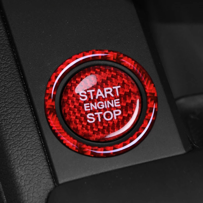 Carbon Fiber Car Engine Start Stop Button Trim Sticker For Audi A3 A4 A5 A6 C5 C6 Q5 Q7 S3 S6 S7 Key Ring Car Accessories Parts
