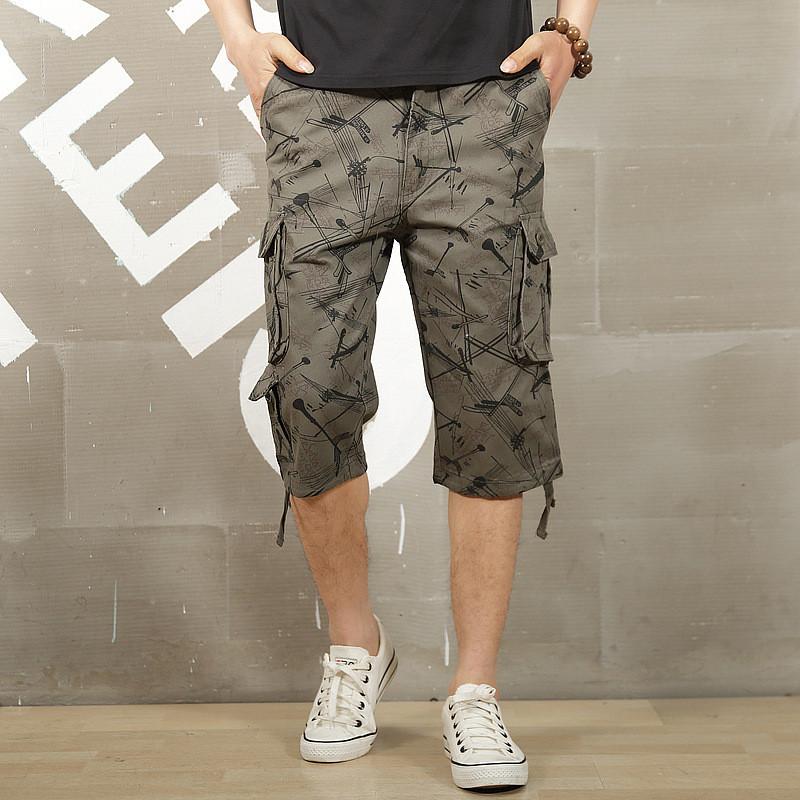 Camouflage Cargo Shorts: Long Length Cotton Men's Summer Tactical Casual Breeches