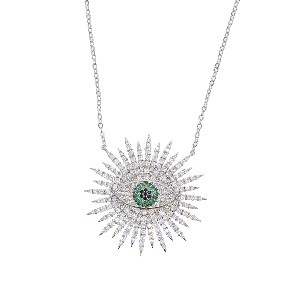 Evil Eye Pendant Necklace | 5A Cubic Zirconia Geometric Pendants for Women