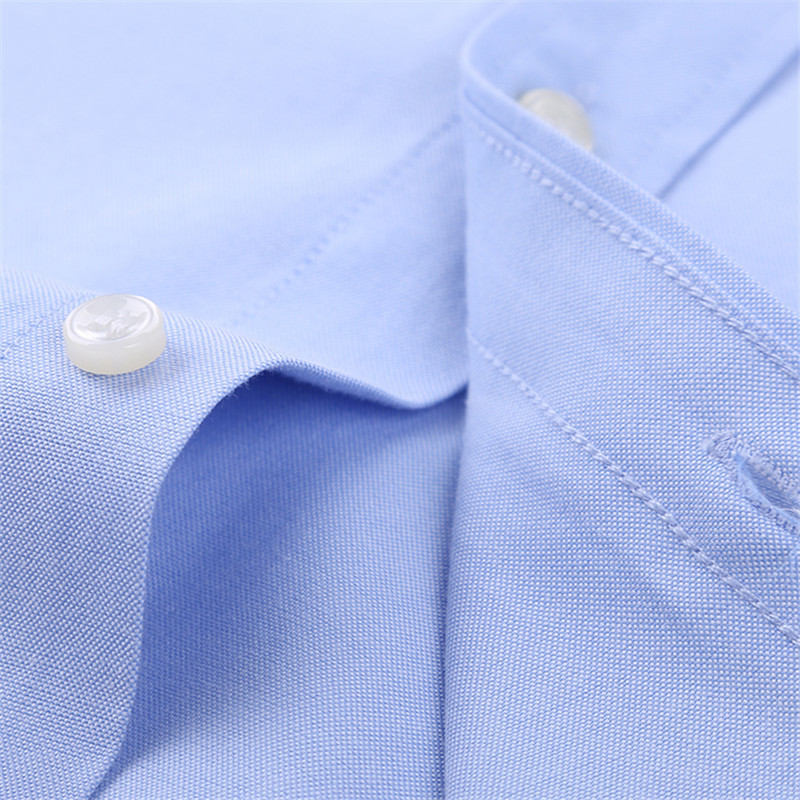 Summer Short Sleeve Men's Solid Oxford Casual Shirt Easy Care plain leisure Comfortable regular Fit dress shirts 220322