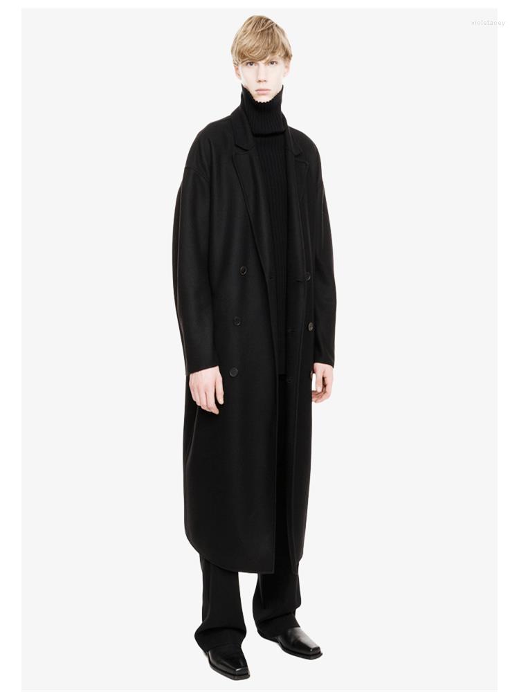 Men' Trench Coats Fall Winter Black Lapel Loose Woolen Coat Shoulder Double Breasted Design Long Fashion Trend Viol22
Men' Trench Coats Fall Winter Black Lapel Loose Woolen Coat Shoulder Double Breasted Design Long Fashion Trend Viol22