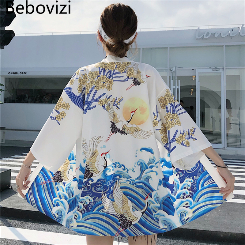 

Haori Yukata Men Korean Samurai Japanese Kimono Traditional Clothing Vintage Crane Anime Kimono Beach Girls Cosplay Dress Shirts