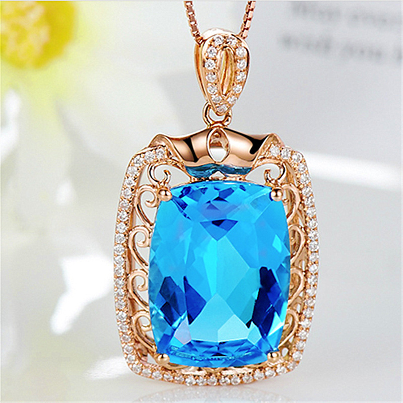 Fashion luxury full diamond large loose stone pendant gemstone pendant 18K gold plated Caibao necklace Swiss blue topaz necklace
Fashion luxury full diamond large loose stone pendant gemstone pendant 18K gold plated Caibao necklace Swiss blue topaz necklace