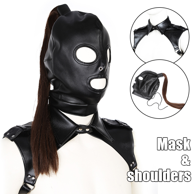 Party Masks Latex Unisex Hood Mask Sexy PU Leather Masks Men Women Cosplay Flirt 220823