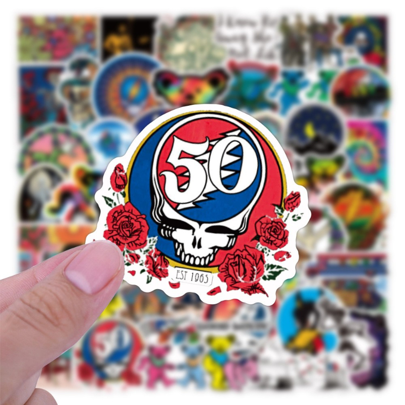 50Pcs Rock band Grateful Dead sticker Rock and roll Graffiti Kids Toy Skateboard car Motorcycle Bicycle Stickers Decals Wholesale