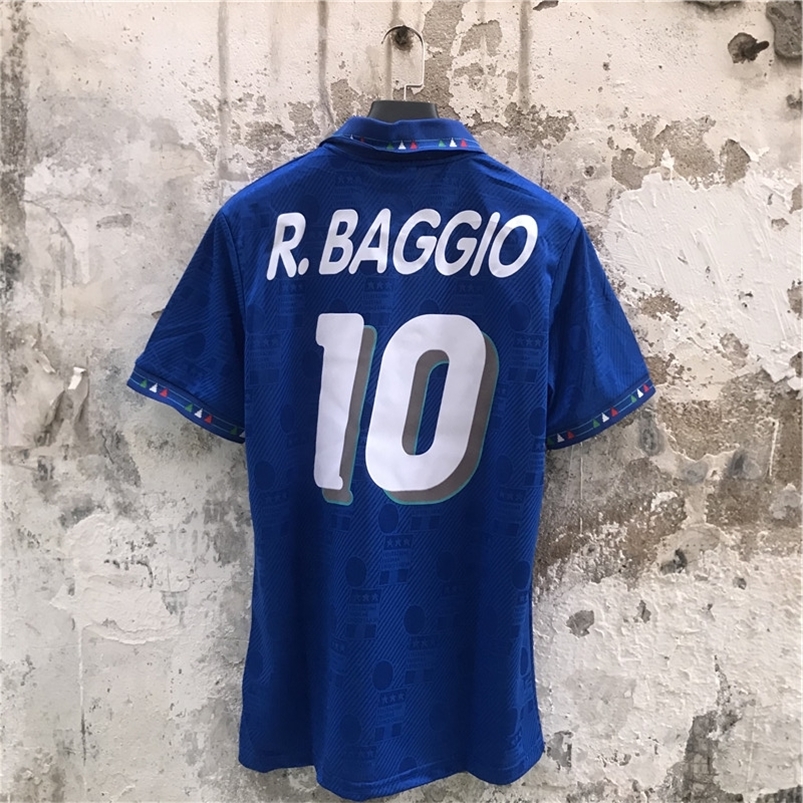 Italy 1994 Retro Jerseys Roberto Baggio Home Away Blue White Customized T Shirt High Quality Fan Jersey Men Homme 220615, No number
Italy 1994 Retro Jerseys Roberto Baggio Home Away Blue White Customized T Shirt High Quality Fan Jersey Men Homme 220615, No number