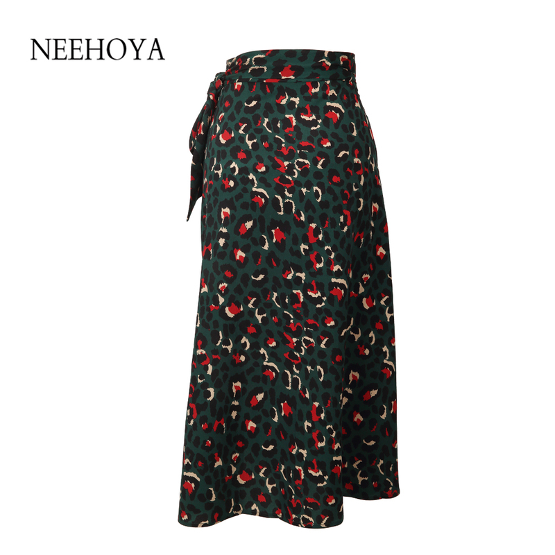 Summer Vintage Leopard Print Long Skirts woman fashion Women High Waist Midi Ladies Green Beach Sexy Wrap 220317