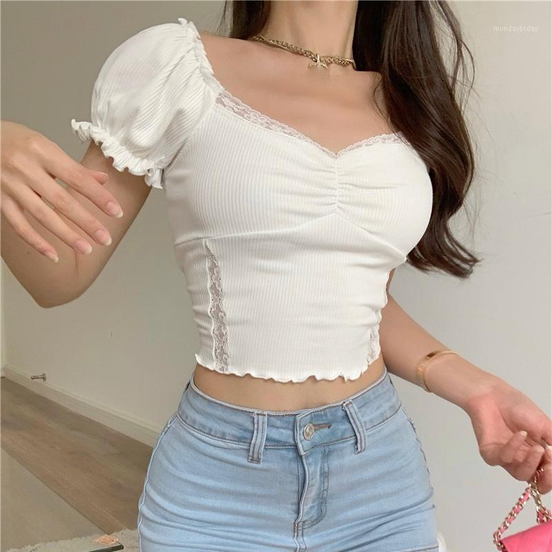Women's T-Shirt Short Trim White Short-sleeved T-shirts Lace Bubble Sleeve Sexy Female Tops 2022 Summer Solid Color Tees Streetwear, Black
Women's T-Shirt Short Trim White Short-sleeved T-shirts Lace Bubble Sleeve Sexy Female Tops 2022 Summer Solid Color Tees Streetwear, Black