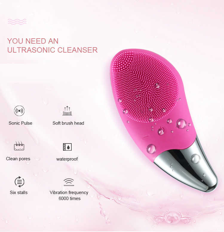 Portable Sonic Electric Face Clean Brush Silicone Skin Cleanser Brushes Massage Tools Facial Pore Cleansing Makeup Residuals Removing Beauty