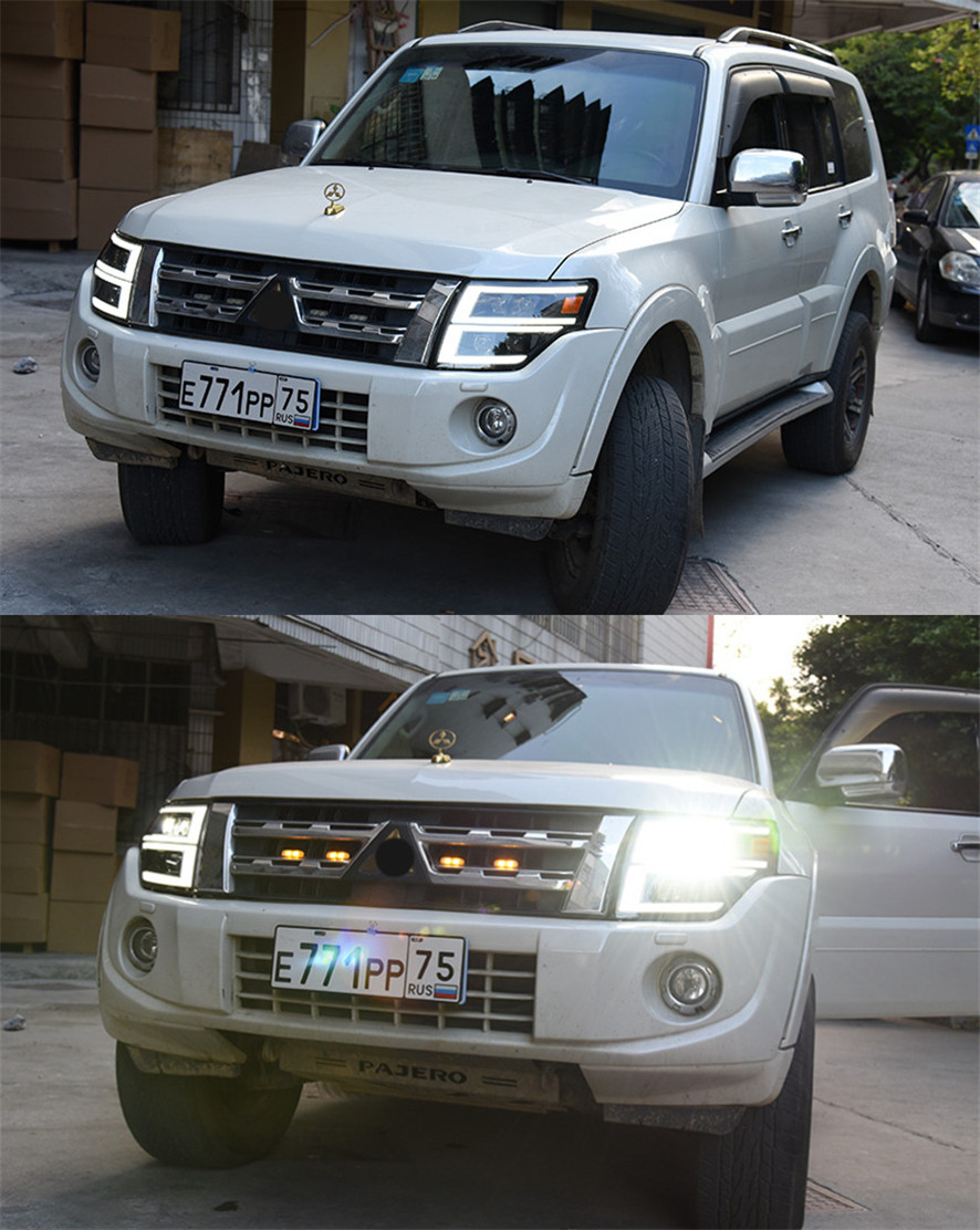 2 PCS Car Lights automotive Parts For PAJERO V93 V95 V97 Head lamps LED Headlight LED Dual Beam Lens Front Light