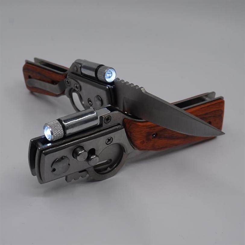 AK47 Gun Shaped Hunting Knife 440 Steel Blade Rosewood Handle Tactical Folding Knives Camping Multifunction Survival Knife EDC Too276F
AK47 Gun Shaped Hunting Knife 440 Steel Blade Rosewood Handle Tactical Folding Knives Camping Multifunction Survival Knife EDC Too276F