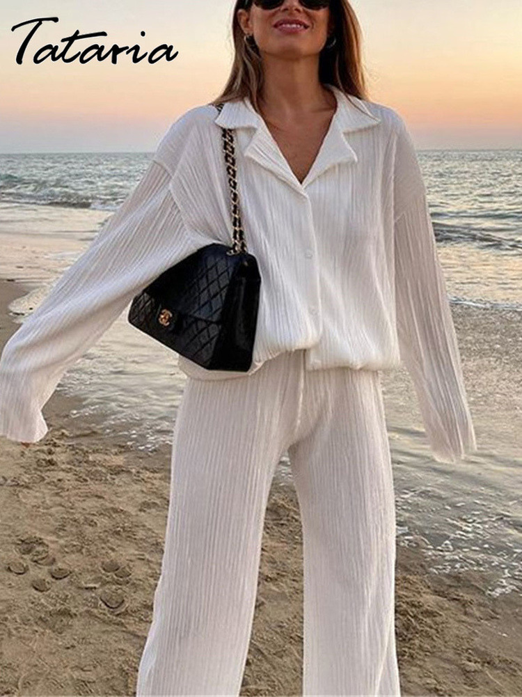 White Trouser Suits for Women Summer Set Woman 2 Pieces Chic Pleated Soft Comfort Women's Pantsuit with Blazer Chic Woman Outfit
White Trouser Suits for Women Summer Set Woman 2 Pieces Chic Pleated Soft Comfort Women's Pantsuit with Blazer Chic Woman Outfit