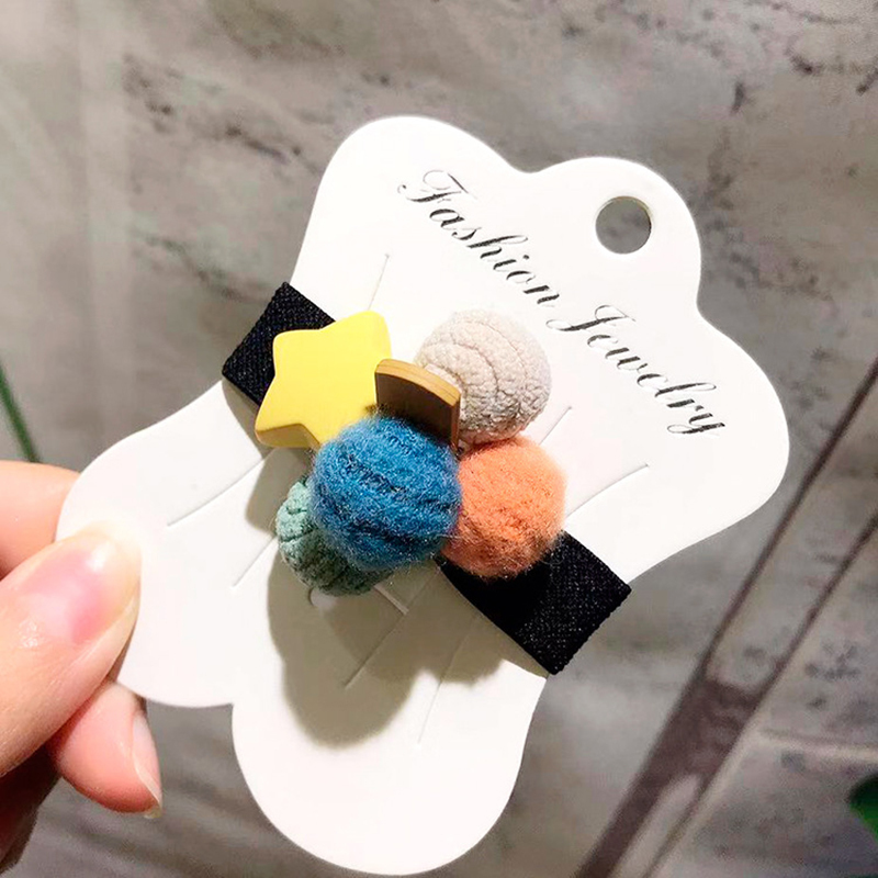 Cute Star Wool Ball Hair Rope for Girl Hair Tie Hair Accessories for Women Rubber Band Kid Ponytail Holder Korean Hairwear 2022 0615