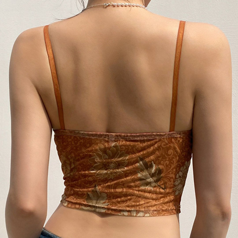 Fashion Y2K Women's Tank Lace Trim Paisley Pattern Corset Cami Tops Basic Female Clothing High Street Autumn Women Shirt 220316