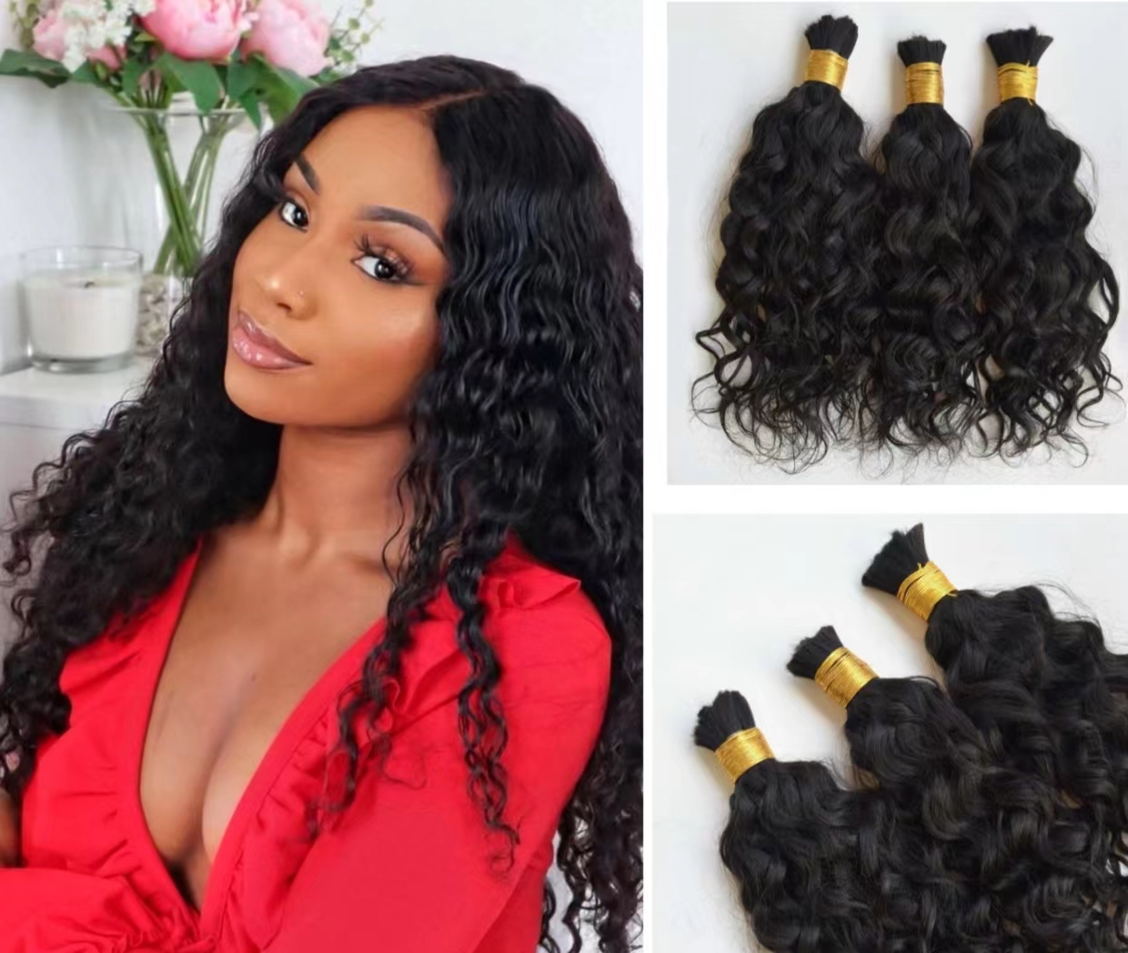 Water Wave Human Hair Bulk For Braiding Brazilian Natural Color Extension Bulk No Wefts
Water Wave Human Hair Bulk For Braiding Brazilian Natural Color Extension Bulk No Wefts