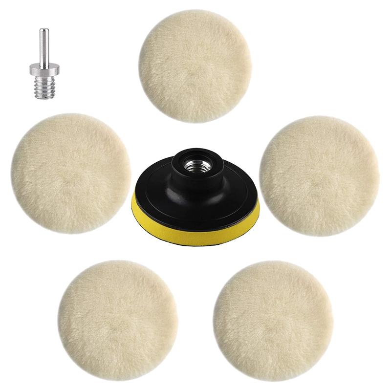 

Car Washer Top!-6 Pcs Polishing Pads, Buffing Pad For Car,3 Inch Bonnets Waxing Buffer Discs Wheel Kit Drill With M14 Adapter