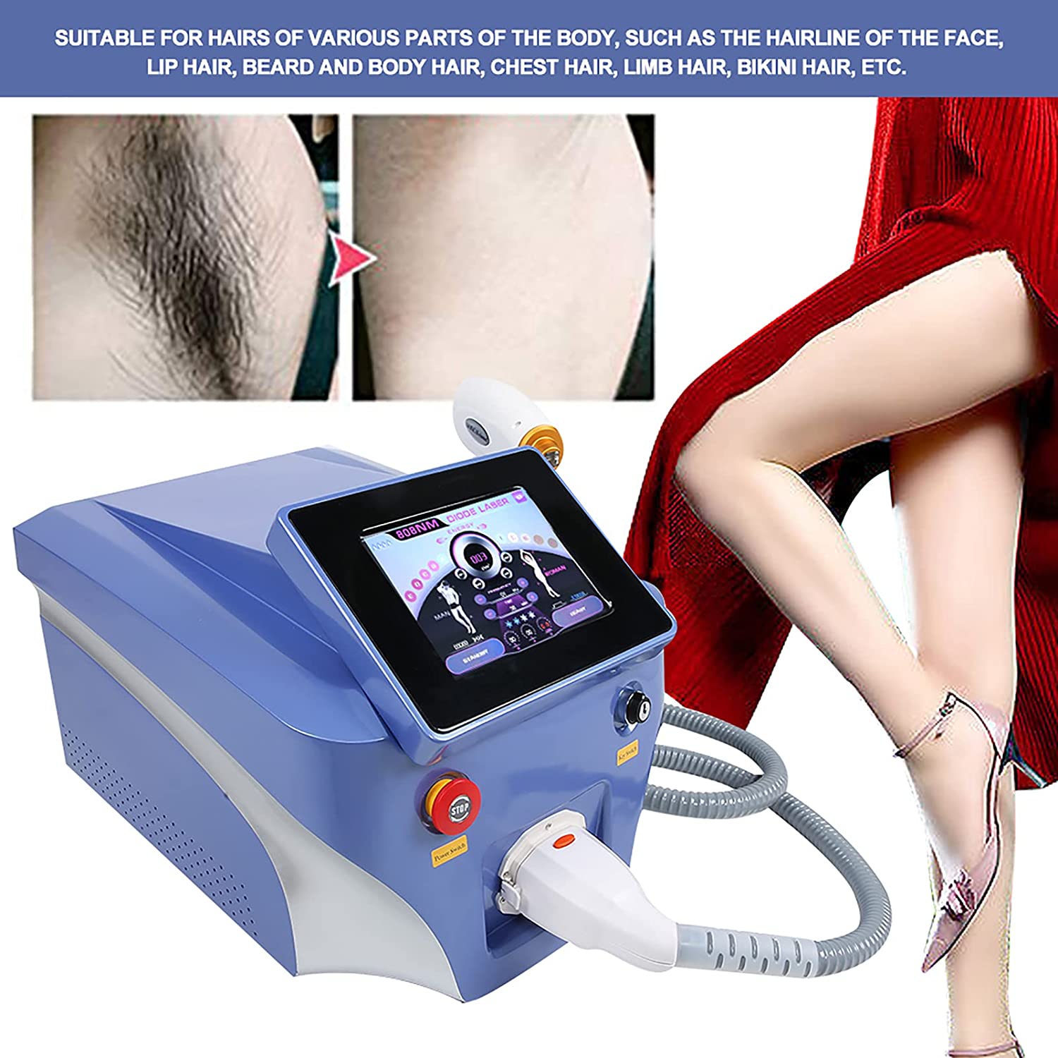 Portable Salon Alexandrite Diode Laser 755 808 1064 Portable / 808 Diode Laser Hair Removal epilator machine Home