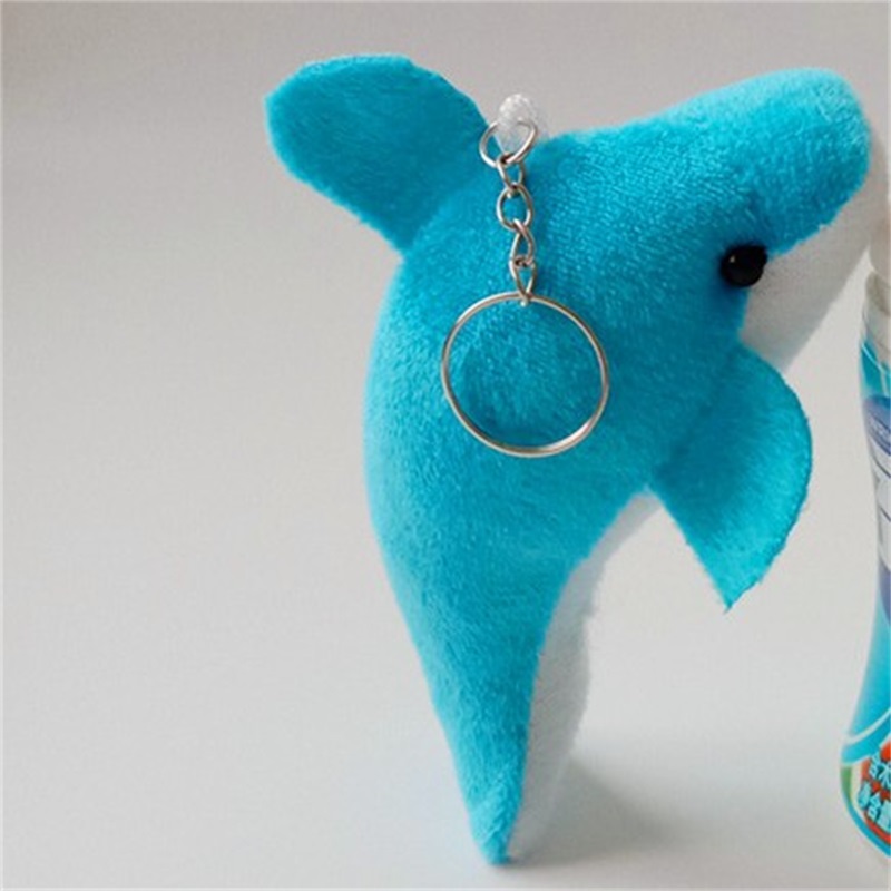50pcslot 10cm Dolphin Keychains Mini Plush Key Ring for Birthday Event Party Kids Party Fashion Pendant Key Chain Jewelry 1378 D33