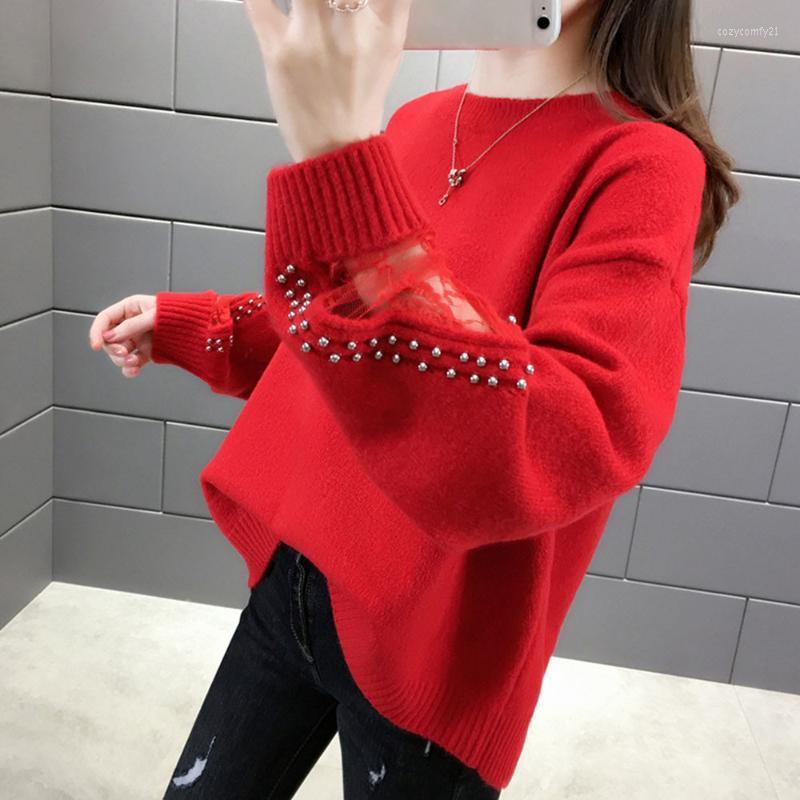 Women' Sweaters Autumn Solid Color Round Neck Lace Beaded Sweater 2022 Early Spring All-match Loose Bottoming Shirt Women Casual Pullover, Green
Women' Sweaters Autumn Solid Color Round Neck Lace Beaded Sweater 2022 Early Spring All-match Loose Bottoming Shirt Women Casual Pullover, Green