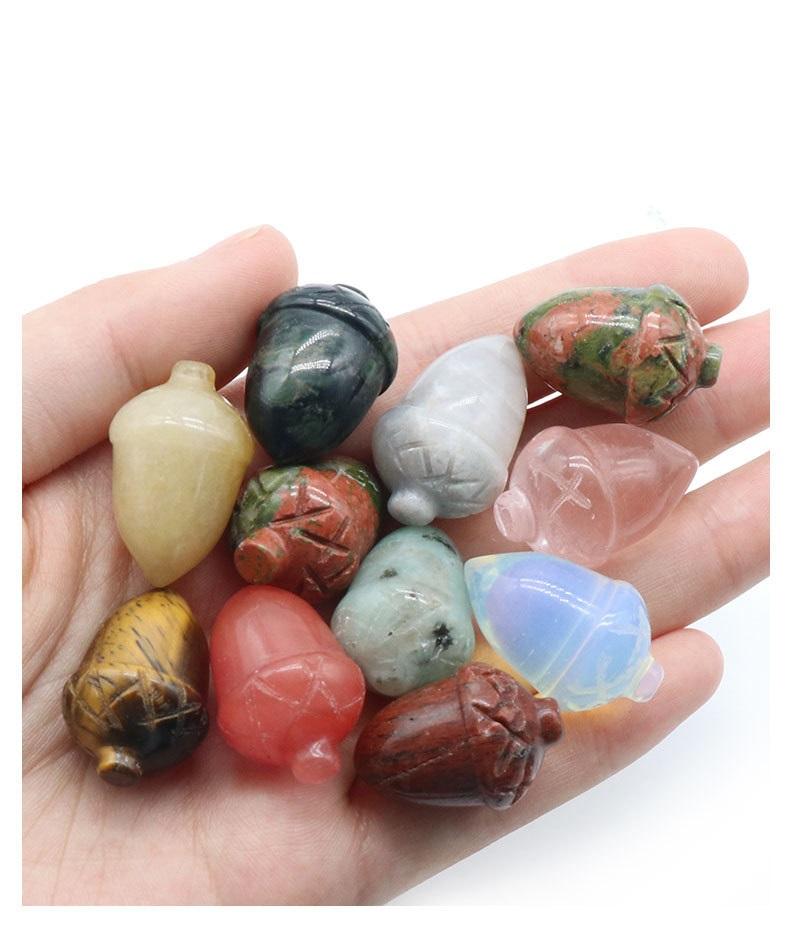 Reiki Healing Chakra Natural Stone Acorn Ornaments Quartz Mineral Crystal Tumbled Gemstone Hand Piece Home Decoration Jewelry Making Acc