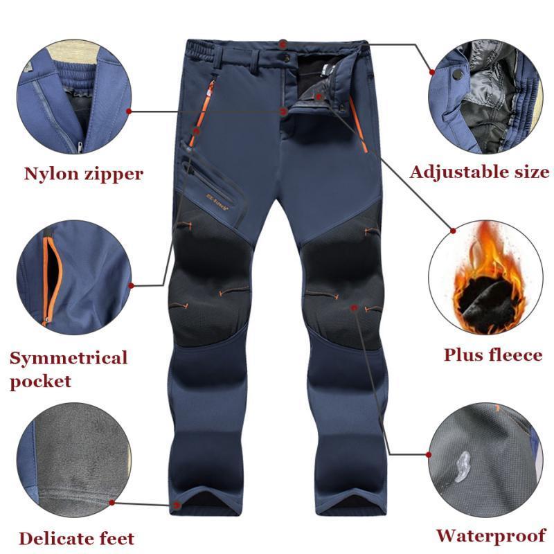Winter Fleece Warm Men Pants Male Outdoor Snow Camping Hiking Work Windproof Snowboard Ski Waterproof Breathable Trousers 220330