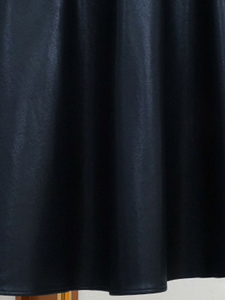 Lautaro Autumn High Waisted Black Soft Faux Leather Midi Skirt Women A Line Long Skirts for Korean Fashion Clothing 220317