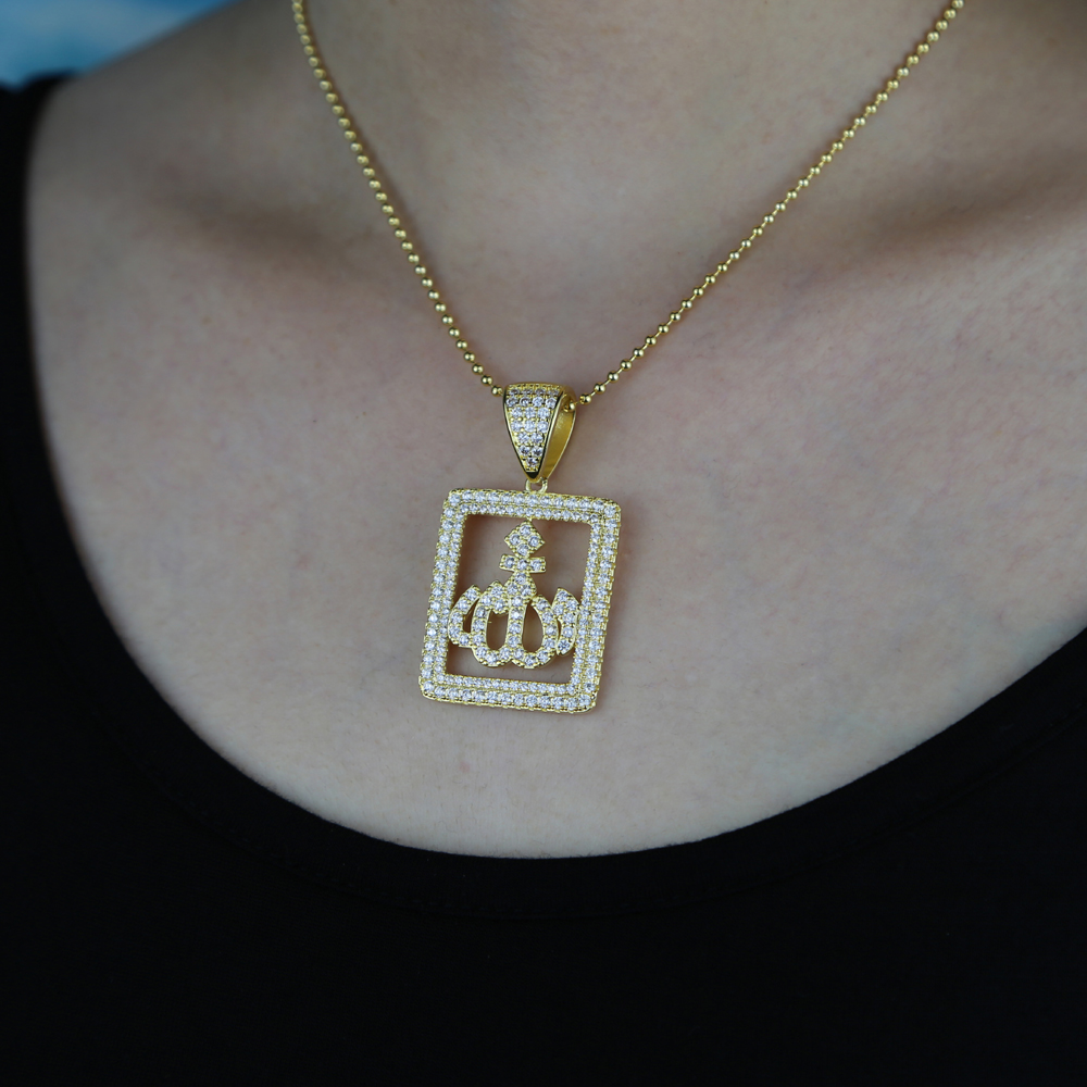 Bg 5A crystal paved tennis chain choker necklace with Muslims Allah pendant charm for women men big charms jewelry dh910320090