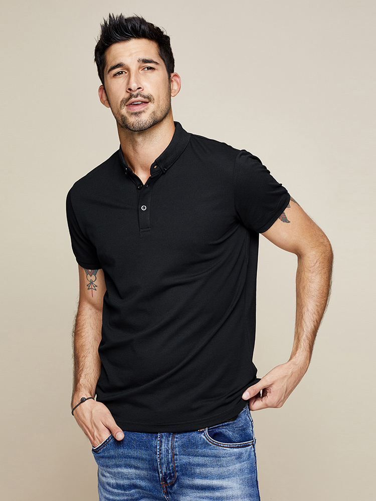 Men's Polos KUEGOU cotton Blended Men's polo shirt short sleeves Lapels slim bla 220823