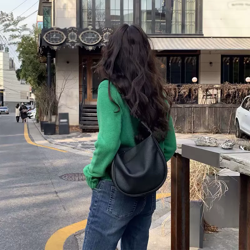 2021 Women Fashion Casual Hobo Bags Black Shoulder Crossbody Bag Female Large Capacity Handbag Leisure Wide Strap Underarm Bag